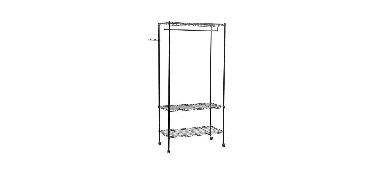 Slickblue 3-Tier Closet Organizer Metal Garment Rack Portable Clothes Hanger Home Shelf