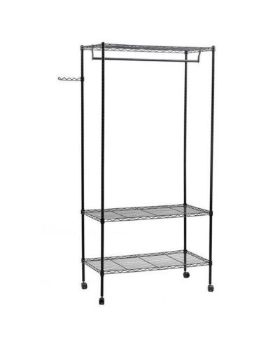 Slickblue 3-Tier Closet Organizer Metal Garment Rack Portable Clothes Hanger Home Shelf