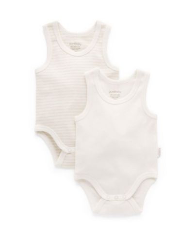 Purebaby Baby Boy and Baby Girl Rib Bodysuit 2 pack