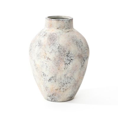LuxenHome Marble White 15 Inch Tall Stoneware Table Vase