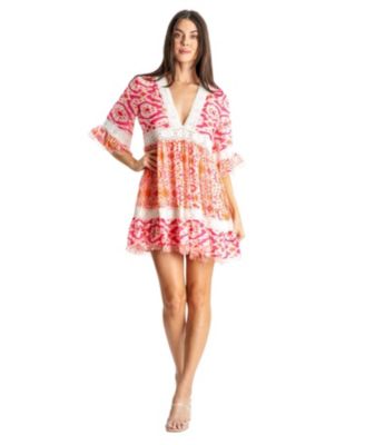 La Moda Clothing Женское мини-платье с кружевом