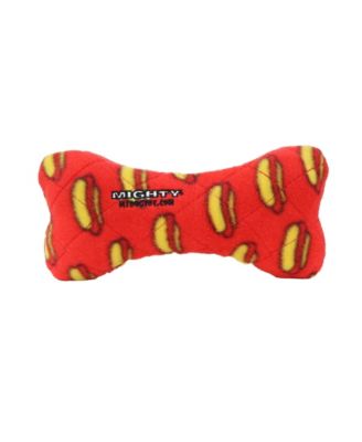 Mighty No Stuff Medium Bone Red, Durable Squeaky Dog Toy