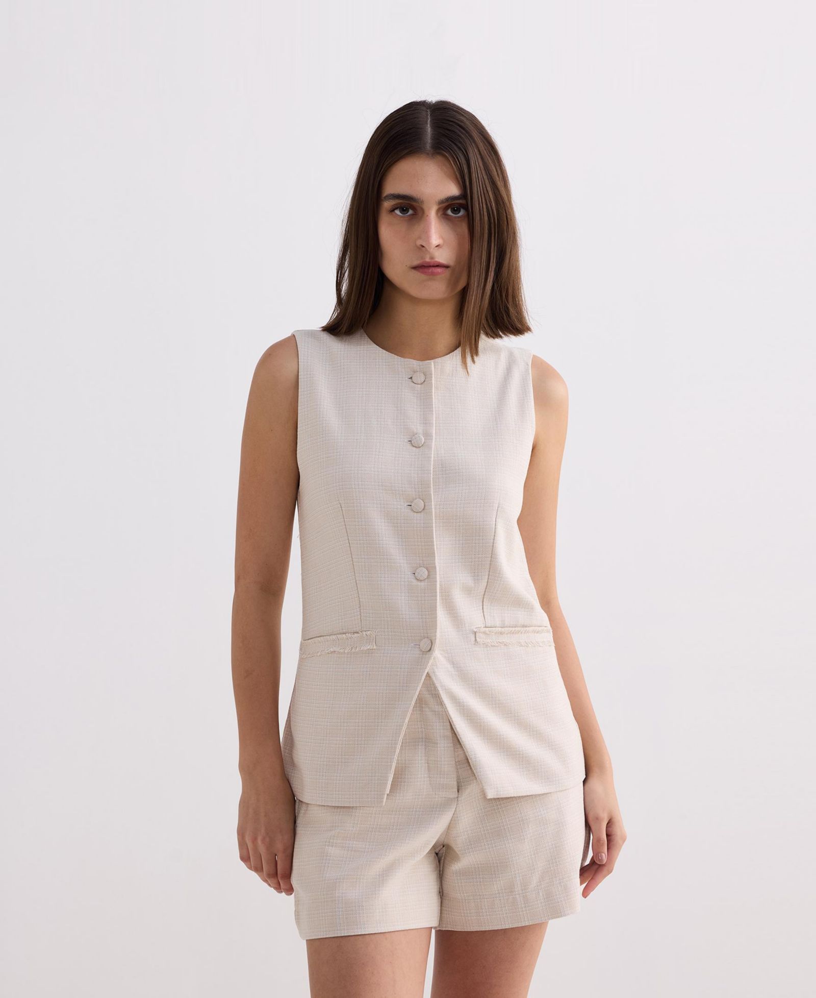 Reistor Women's Cotton Tweed Vest Jacket