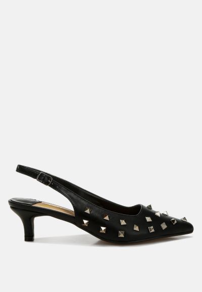 London Rag Women's Hegron Stud Embellished Kitten Heels