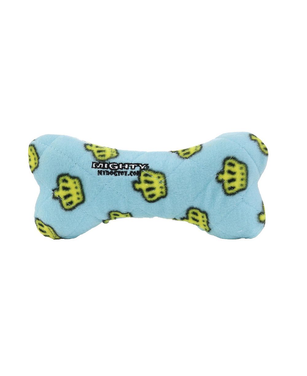Mighty No Stuff Medium Bone Blue, Durable Squeaky Dog Toy