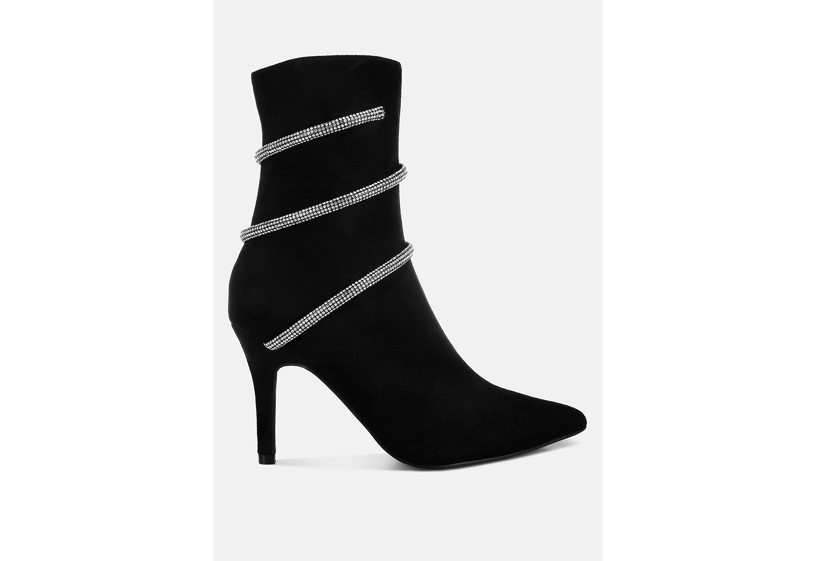 London Rag Womens Roda Rhinestone Wrap-Around Stiletto Boots