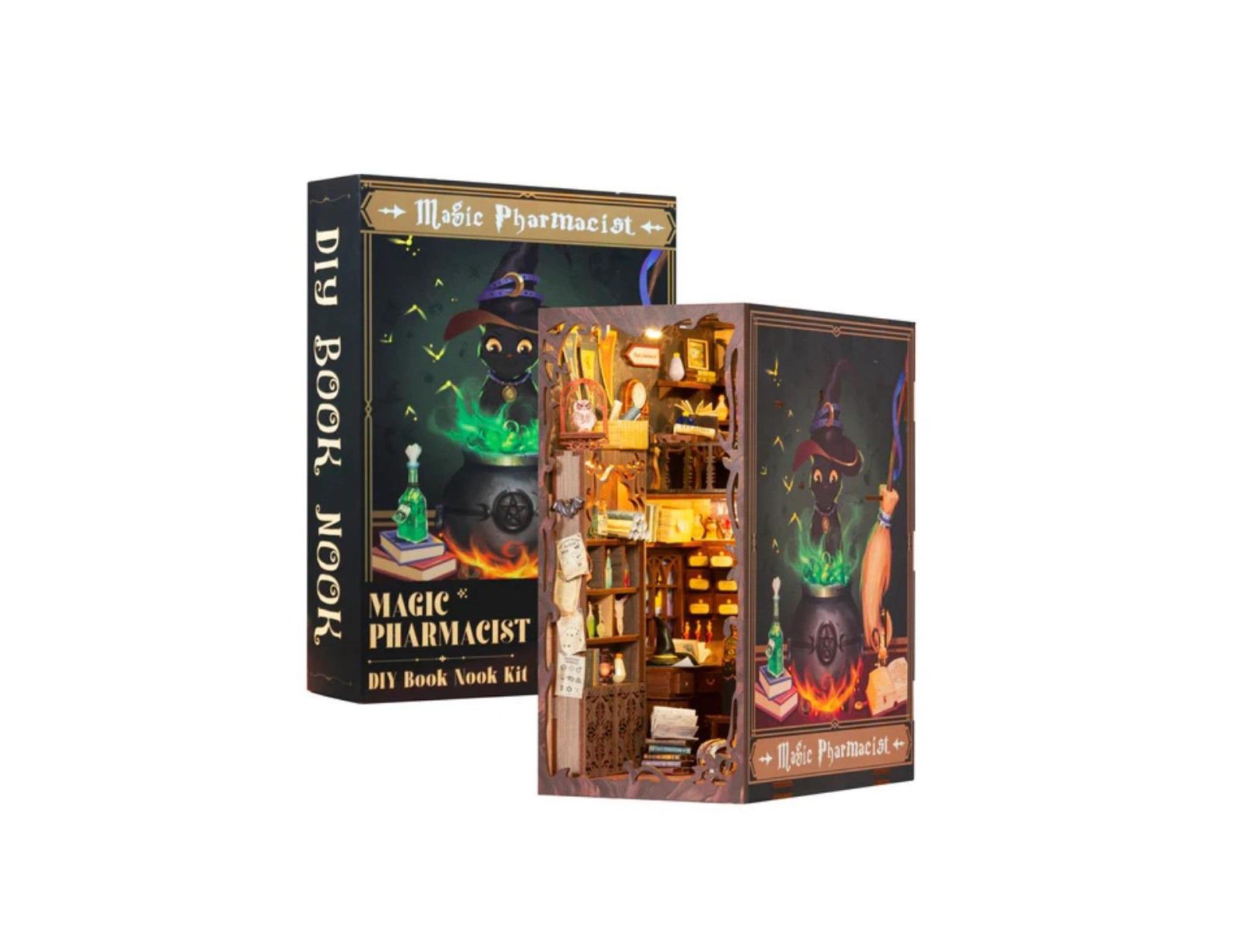 Cutebee Magic Pharmacist LED Light Book Nook Kit, 282-Piece Building Set, Ages 14+