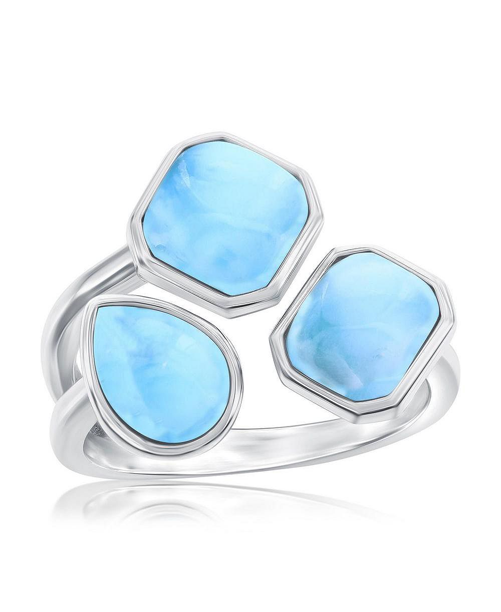 Caribbean Treasures Sterling Silver, Multi-Shaped Larimar Ring