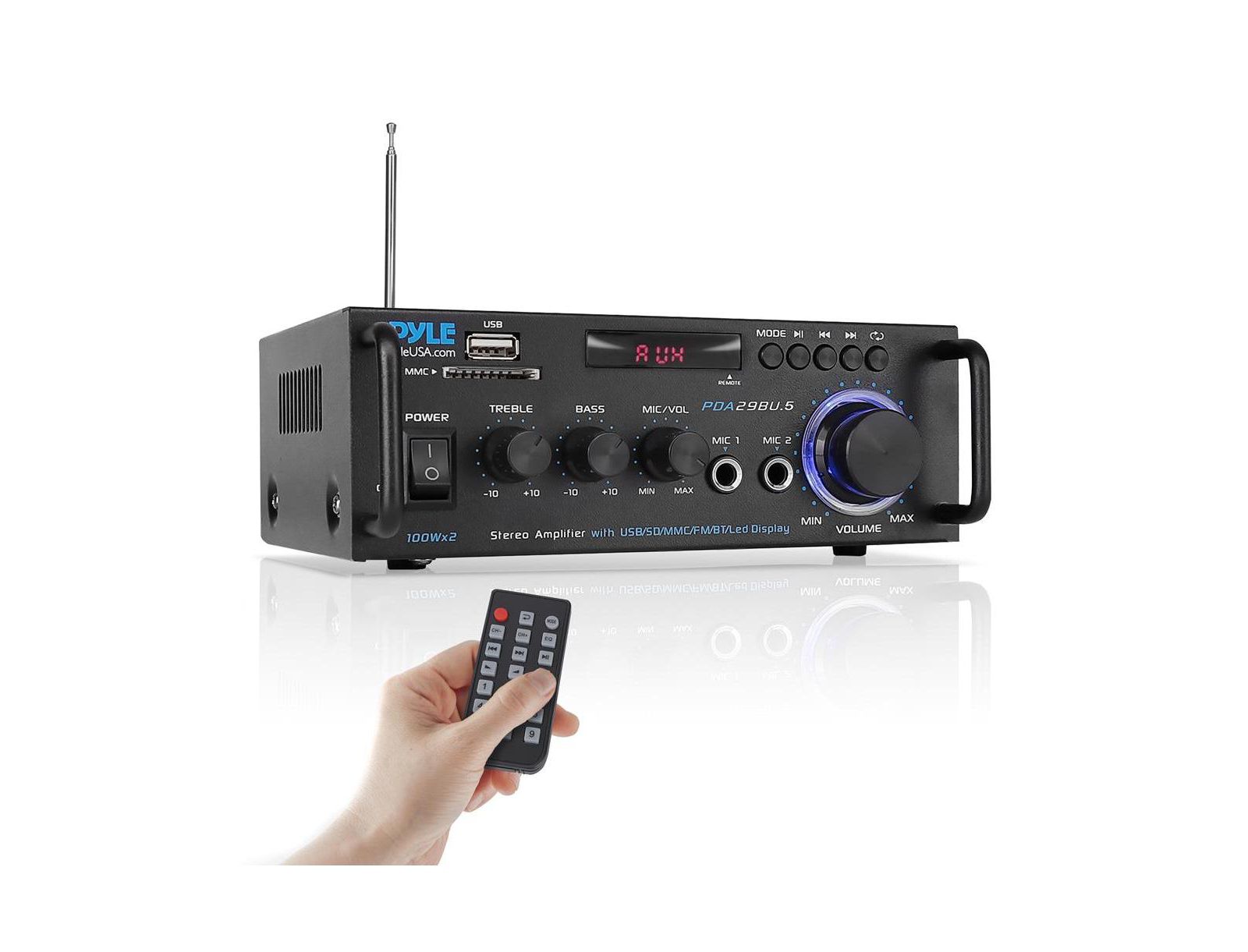 Pyle 2-Channel 100-Watt Bluetooth Stereo Power Amplifier