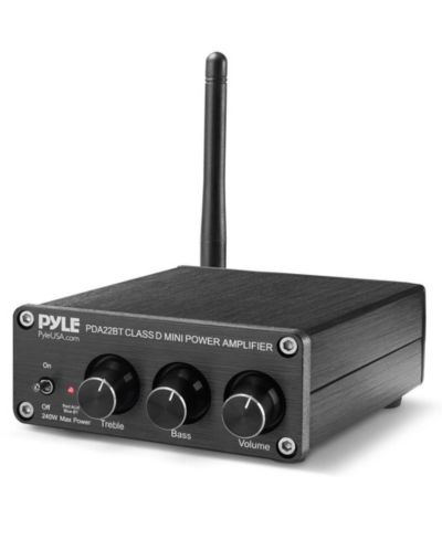 Мини-усилитель Pyle 240W Bluetooth Stereo, 2-канальный аудиоприемник с регуляторами басов и высоких частот