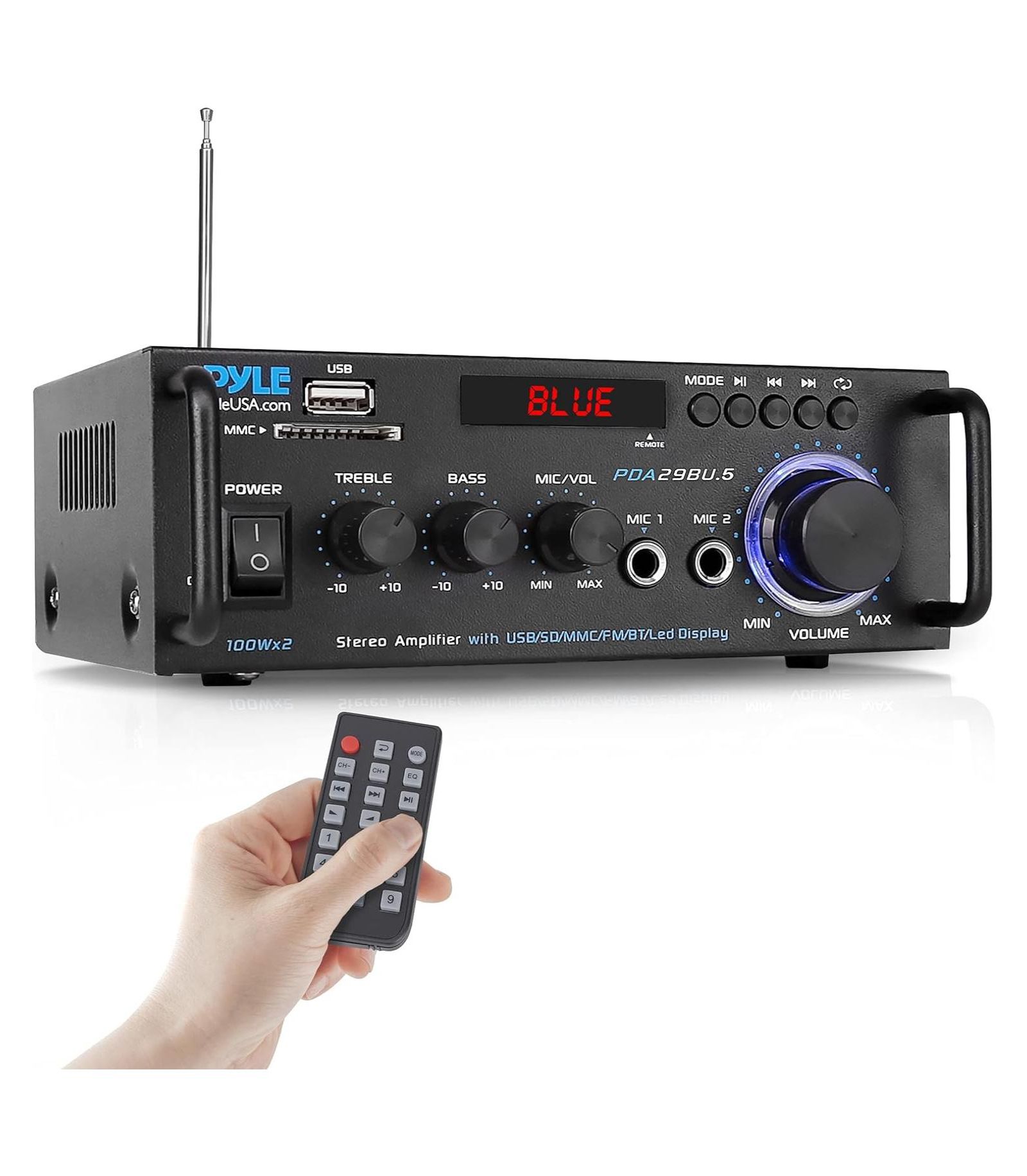 Pyle Bluetooth 100-Watt Stereo Power Amplifier