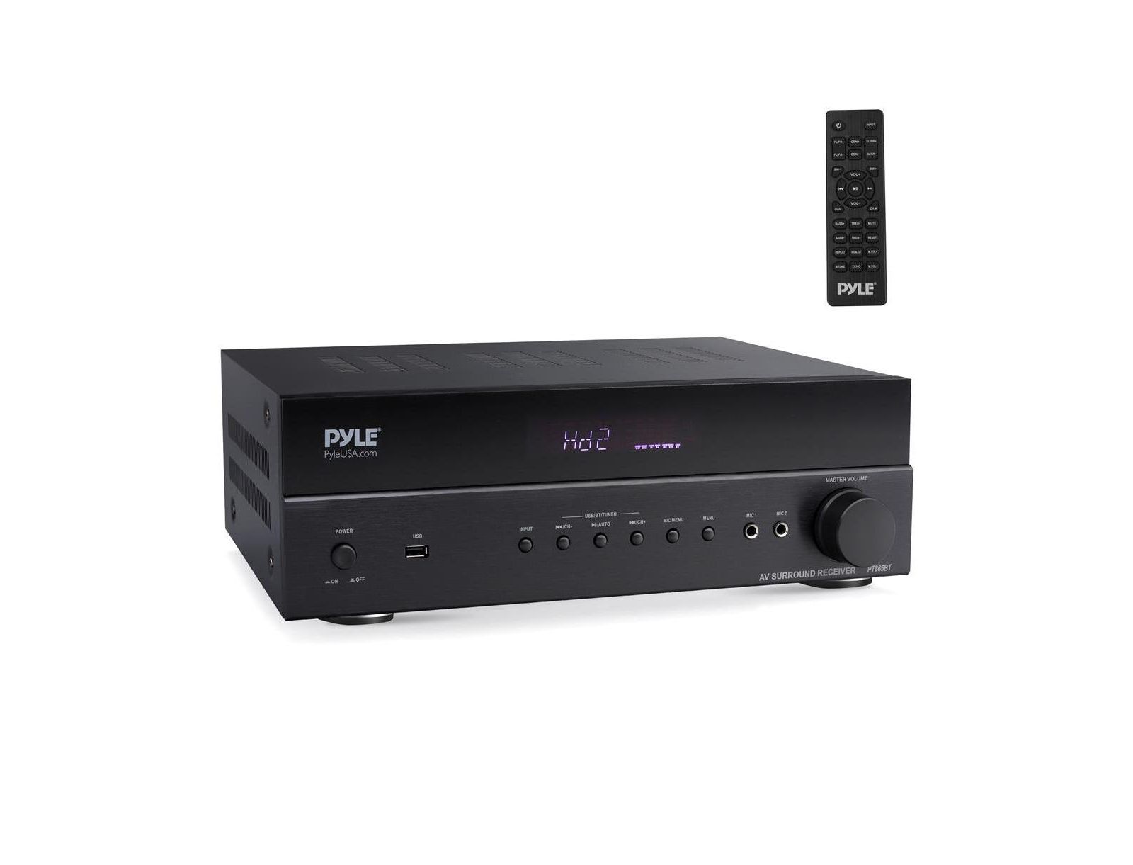 Pyle ресивер для домашнего кинотеатра Hi-Fi Wireless Bluetooth, 5.2 Channel Surround Sound, 4K Ultra HD Support, MP3/USB/DAC/FM Radio, 1000 Watt