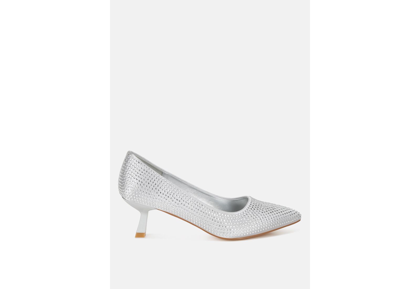 London Rag Women's Dinah Rhinestones Embellished Kitten Heel Pumps