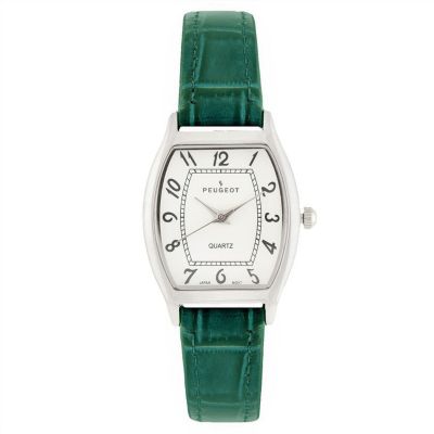 Peugeot Women 26 x 32mm Cushion Shape Watch with Green Leather Band