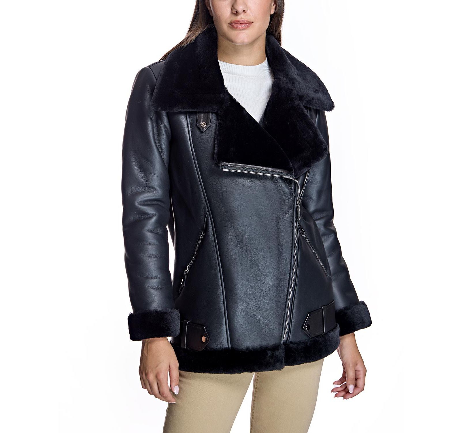 Julia & Stella by Maximilian Women's Oversized Motorcycle Jacket