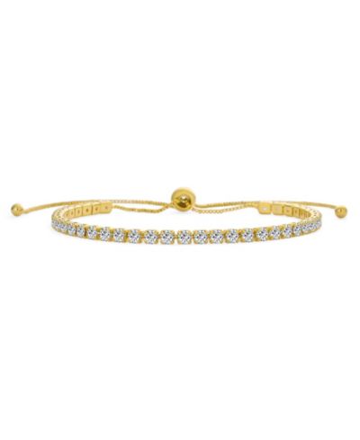 Bling Jewelry Timeless Dainty CZ Slide Bolo Style Tennis Bracelet Gold Plated Adjustable