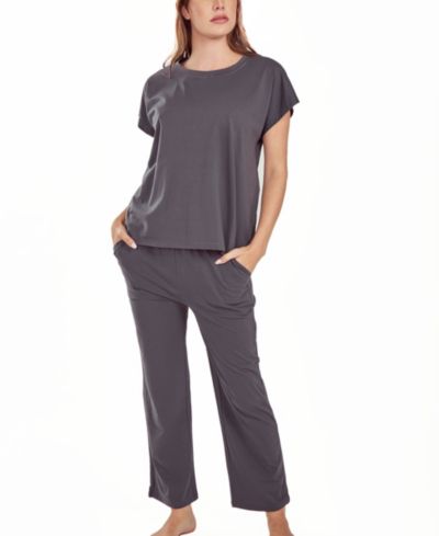Женский пижамный комплект iCollection Soft Knit Top and Crop Pant