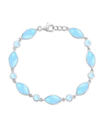Caribbean Treasures Sterling Silver, Marquise & Round Larimar Bracelet