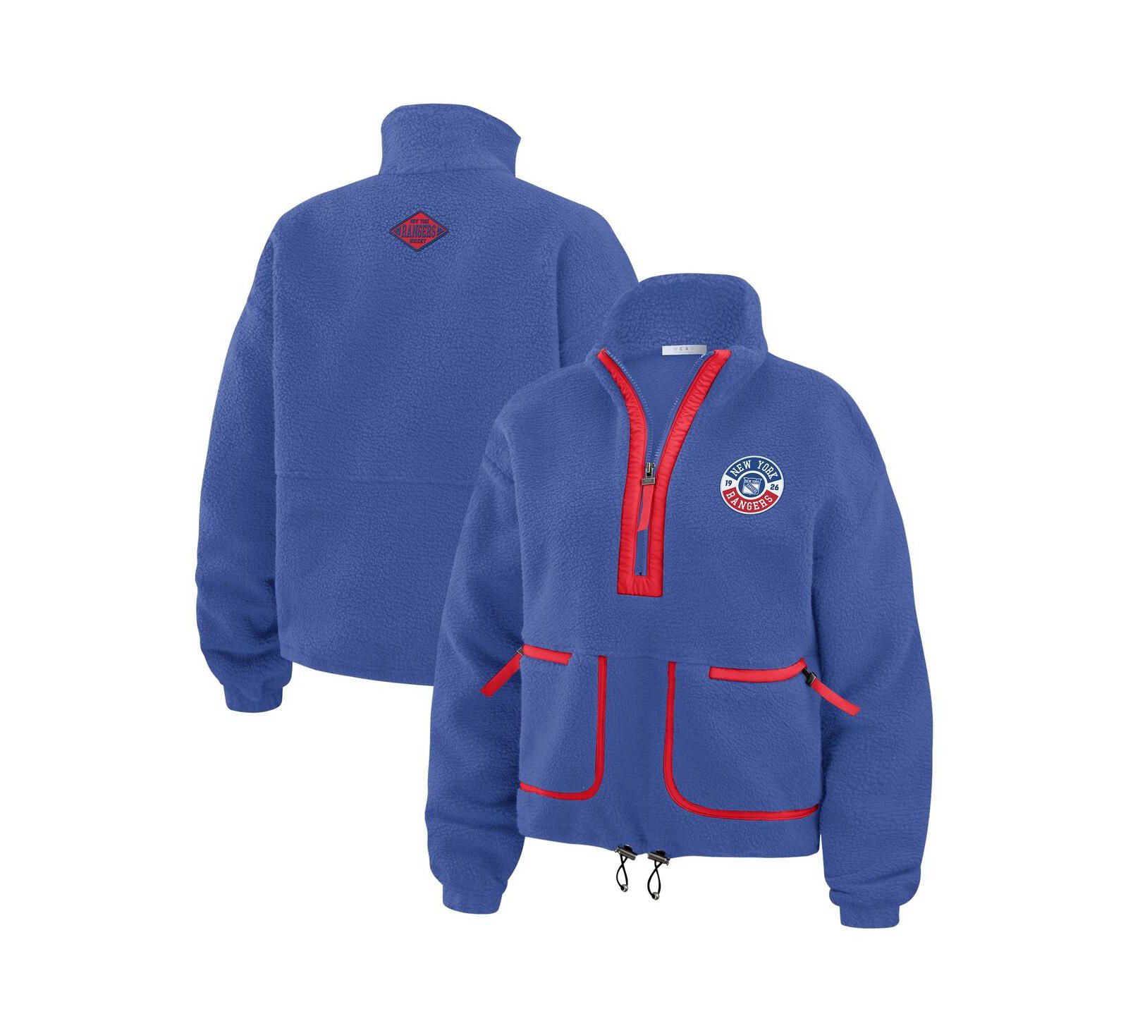 WEAR by Erin Andrews Women's Blue New York Rangers Polar Fleece Half-Zip Jacket