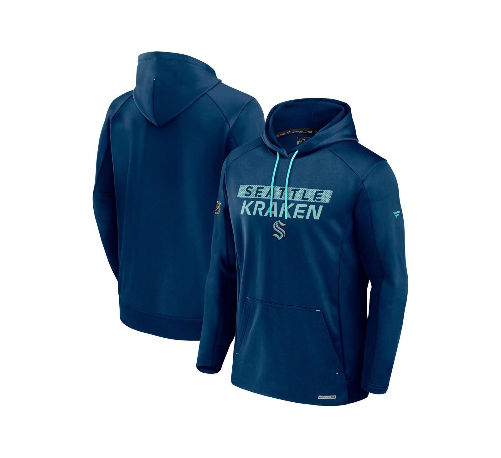 Мужское худи Fanatics Seattle Kraken Authentic Pro Rink Fleece Pullover, темно-синее