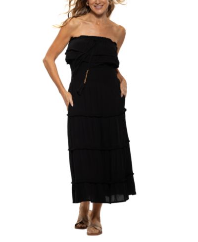 Женское платье Dotti Women's Ruffled Smocked-Waist Tiered Cover-Up