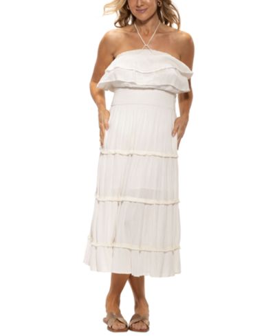 Женское платье Dotti Women's Ruffled Smocked-Waist Tiered Cover-Up