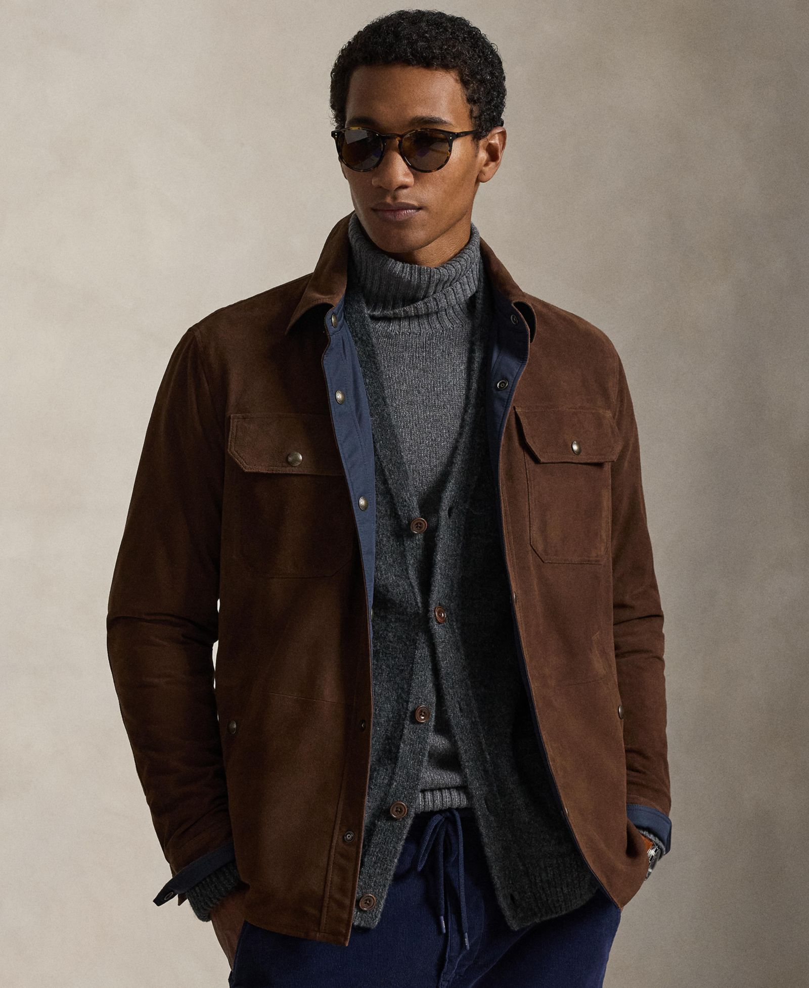 Polo Ralph Lauren Reversible Suede-Taffeta Shirt Jacket
