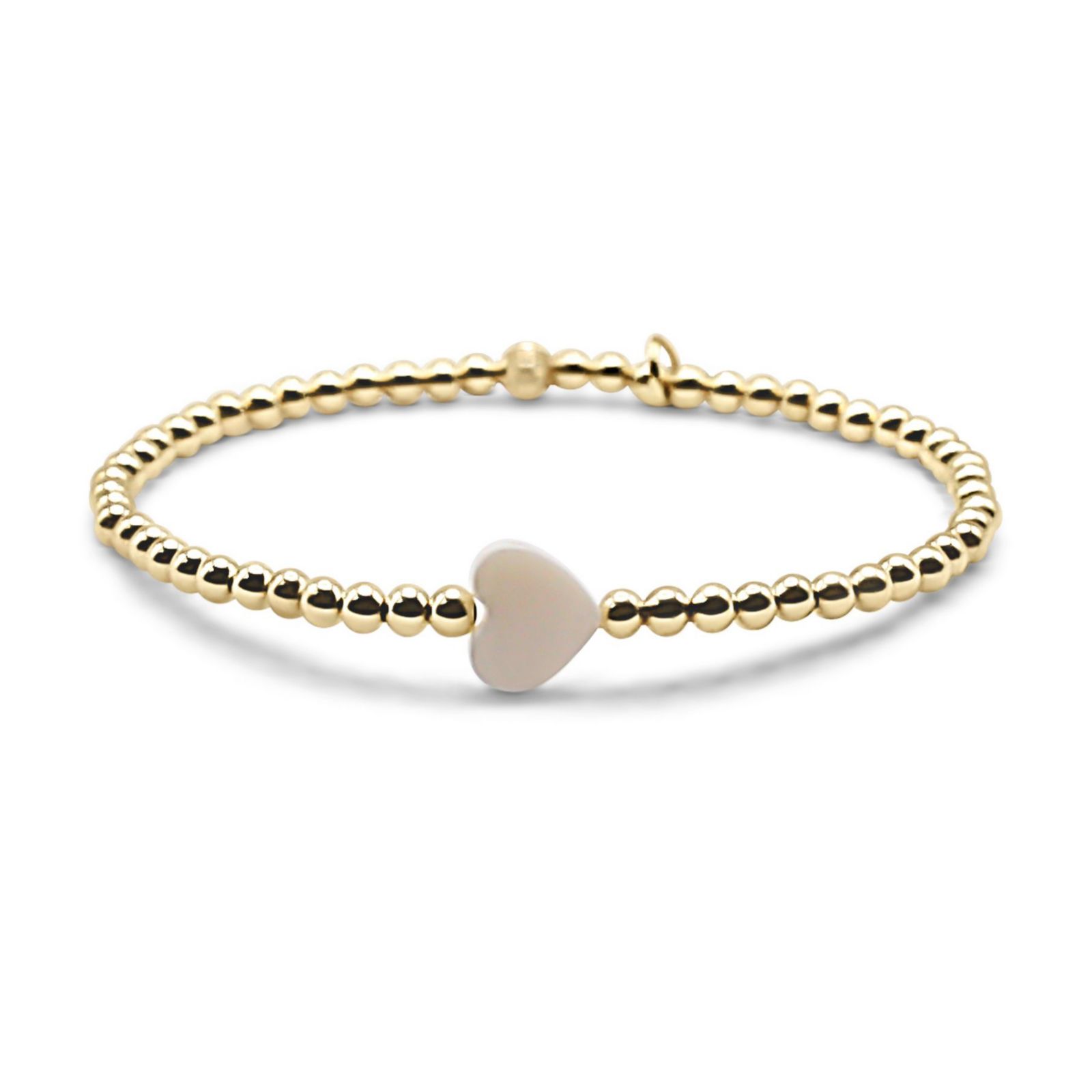Браслет Gold Filled 3mm Ball and Shell Heart Stretch
