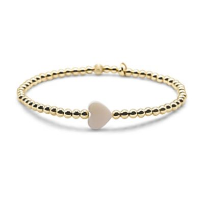 Браслет Gold Filled 3mm Ball and Shell Heart Stretch