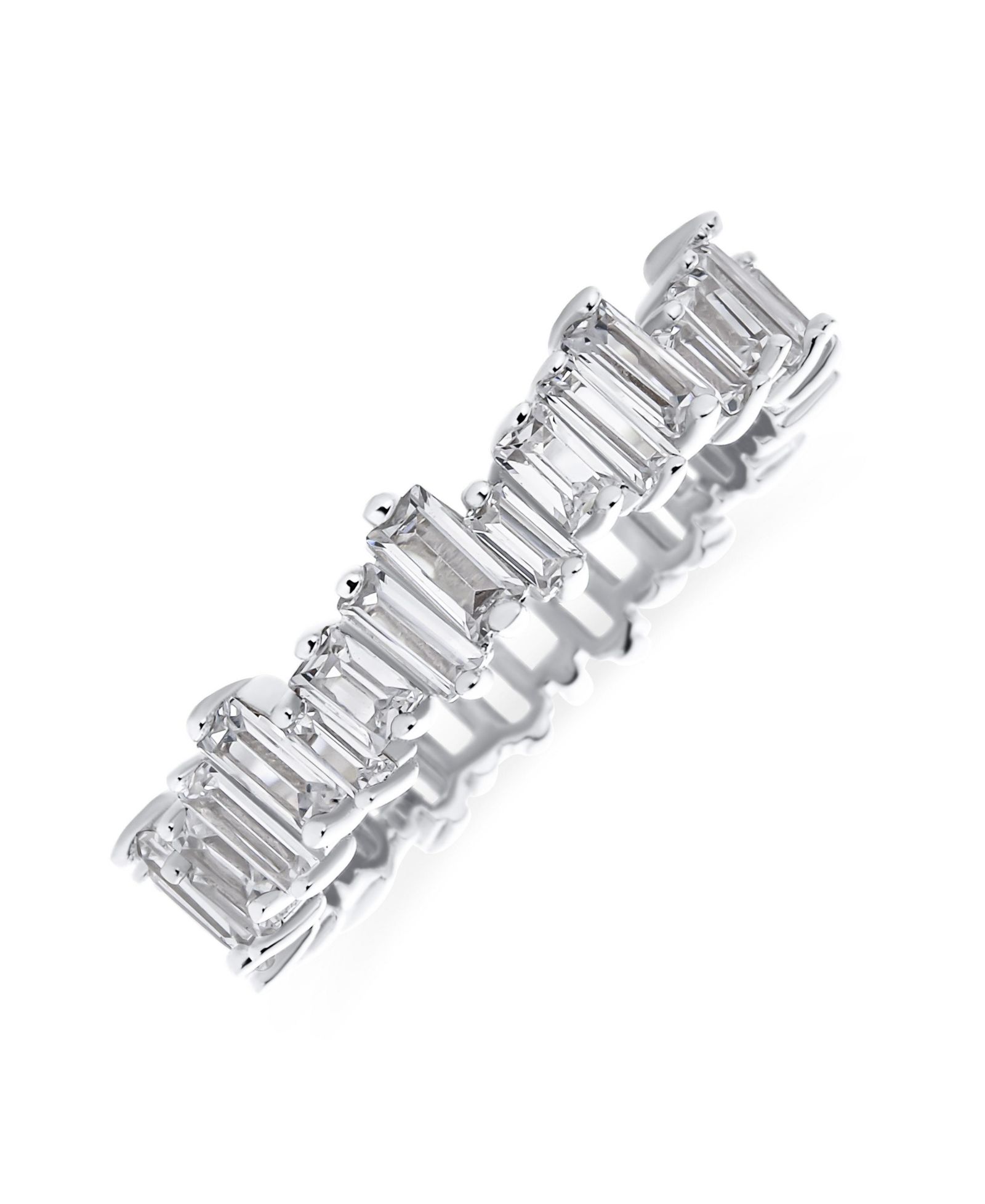 Bling Jewelry Zig Zag Baguette CZ Eternity Wedding Band Ring Gold Plated Sterling Silver