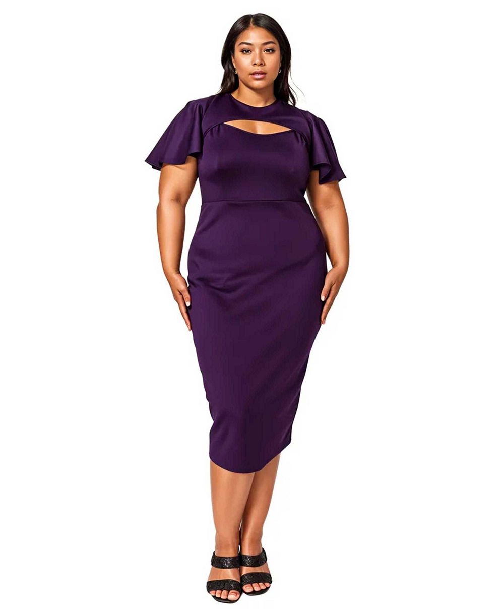 L I V D Plus Size Millie Cutout Flutter Dress
