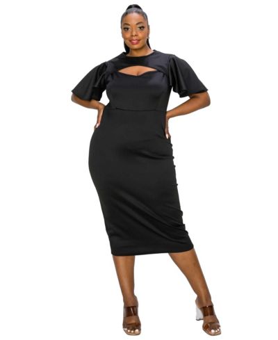 L I V D Plus Size Millie Cutout Flutter Dress