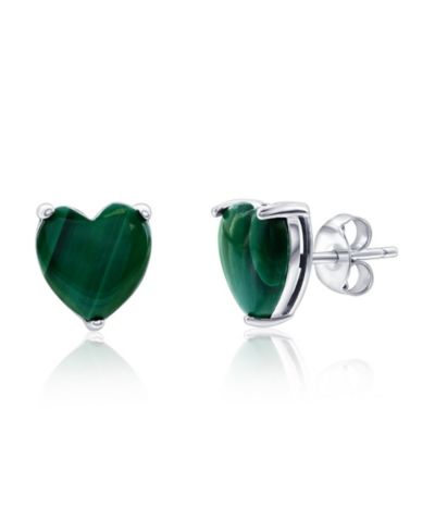 Серьги-гвоздики Caribbean Treasures Sterling Silver, 3-Prong Heart Stud