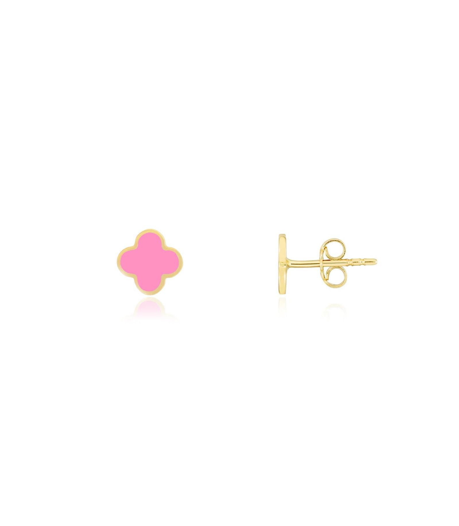 The Lovery Mini Bubblegum Pink Clover Stud Earrings