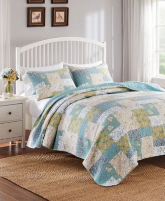 Greenland Home Fashions Evangeline Modern Floral Reversible 3-Pc. Quilt Set, Full/Queen