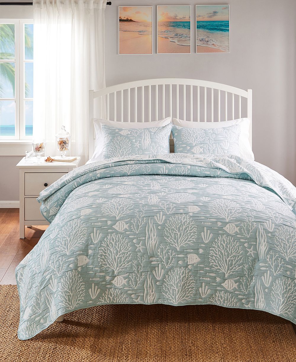 Greenland Home Fashions Marina Woven Jacquard Reversible 2-Pc. Coverlet Set, Twin/Twin XL