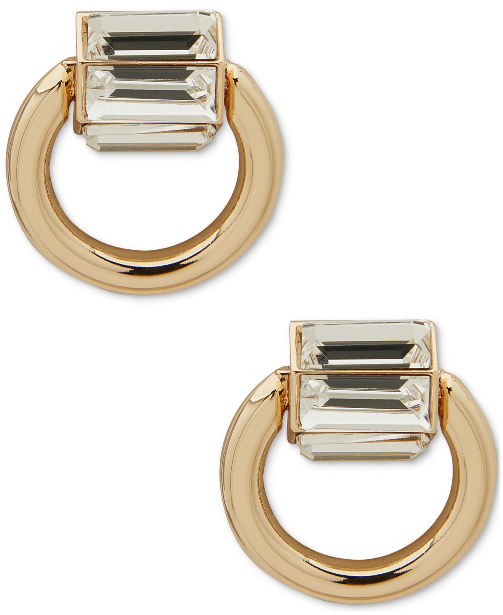 Серьги-гвоздики DKNY Gold-Tone Crystal Baguette