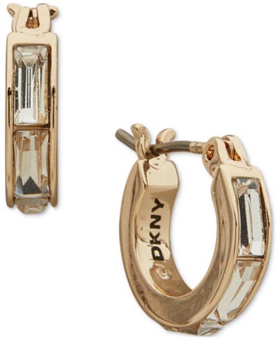 DKNY Crystal Baguette Small Huggie Hoop Earrings, 0.34"