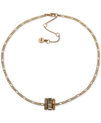 Подвеска-ожерелье DKNY с кристаллами и звеньями Figaro, 16" + 3" extender