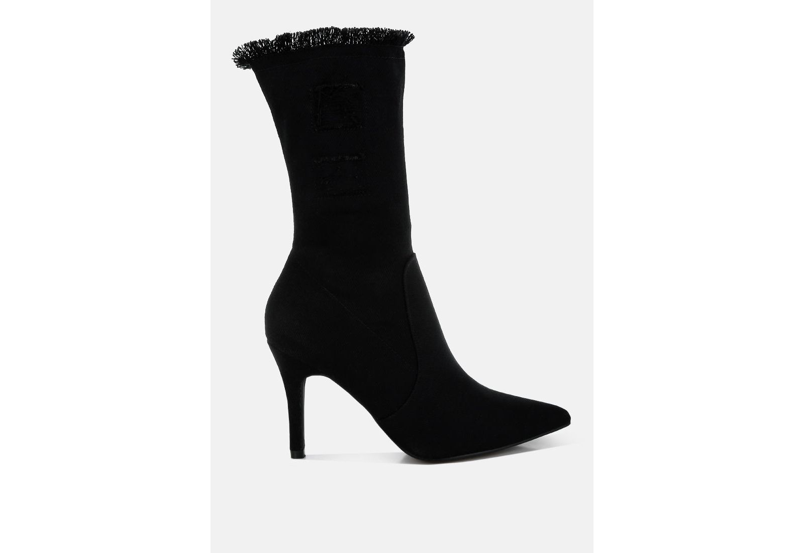 London Rag Womens Himkok Distressed Denim Mid-Calf Boots