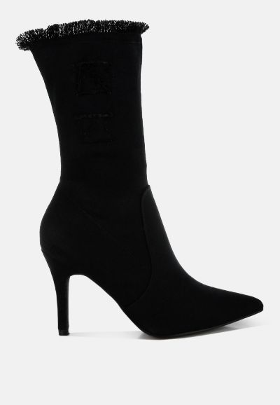 Женские сапоги London Rag Himkok Distressed Denim Mid-Calf