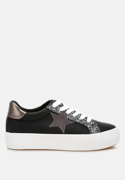 London Rag Women's Merida Glitter Patch Chunky Sneakers