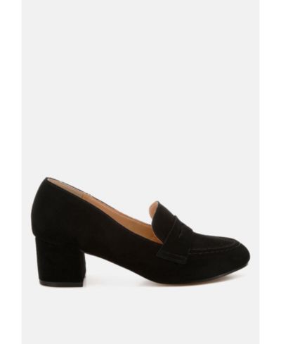 Rag and Co Женские Astra Block Heel Genuine Suede Loafers