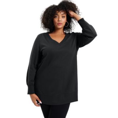 June + Vie Свитшот из французского трикотажа V-образным вырезом Plus Size