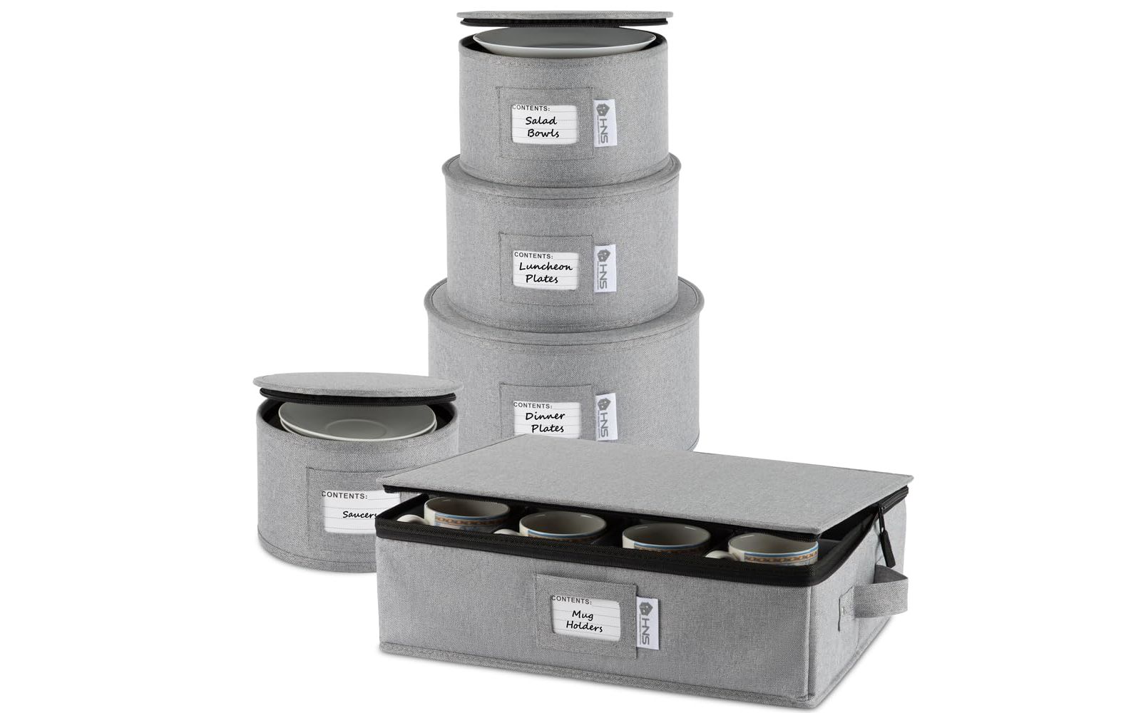 Florida Brands Hard Shell China Storage Containers 5-Piece Set Moving Boxes for Dinnerware Service for 12