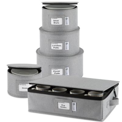 Florida Brands Hard Shell China Storage Containers 5-Piece Set Moving Boxes for Dinnerware Service for 12