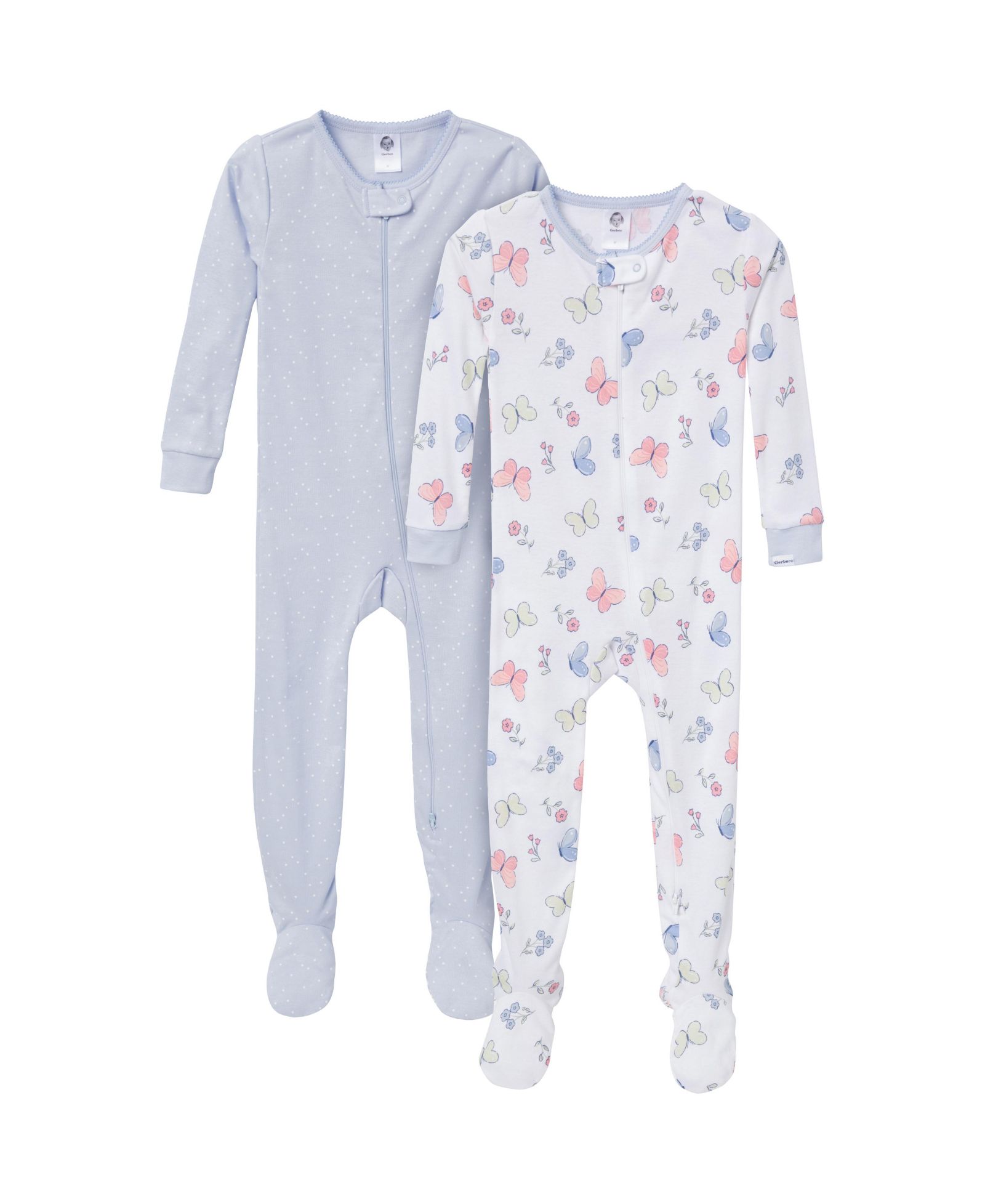 Пижама Gerber для малышей с длинными рукавами, 2-Pack, Butterflies