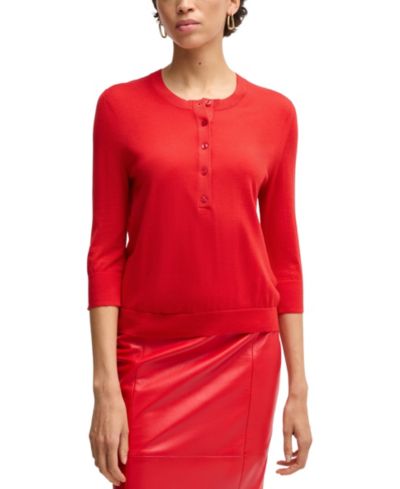 Женский джемпер Hugo Boss Women's Merino Wool Henley Sweater