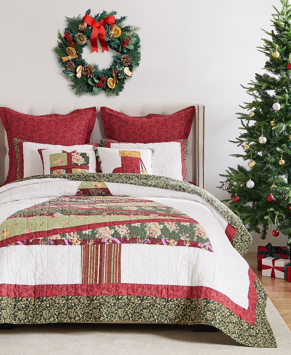 Декоративный стеганый комплект Greenland Home Fashions Christmas Tree, Full/Queen