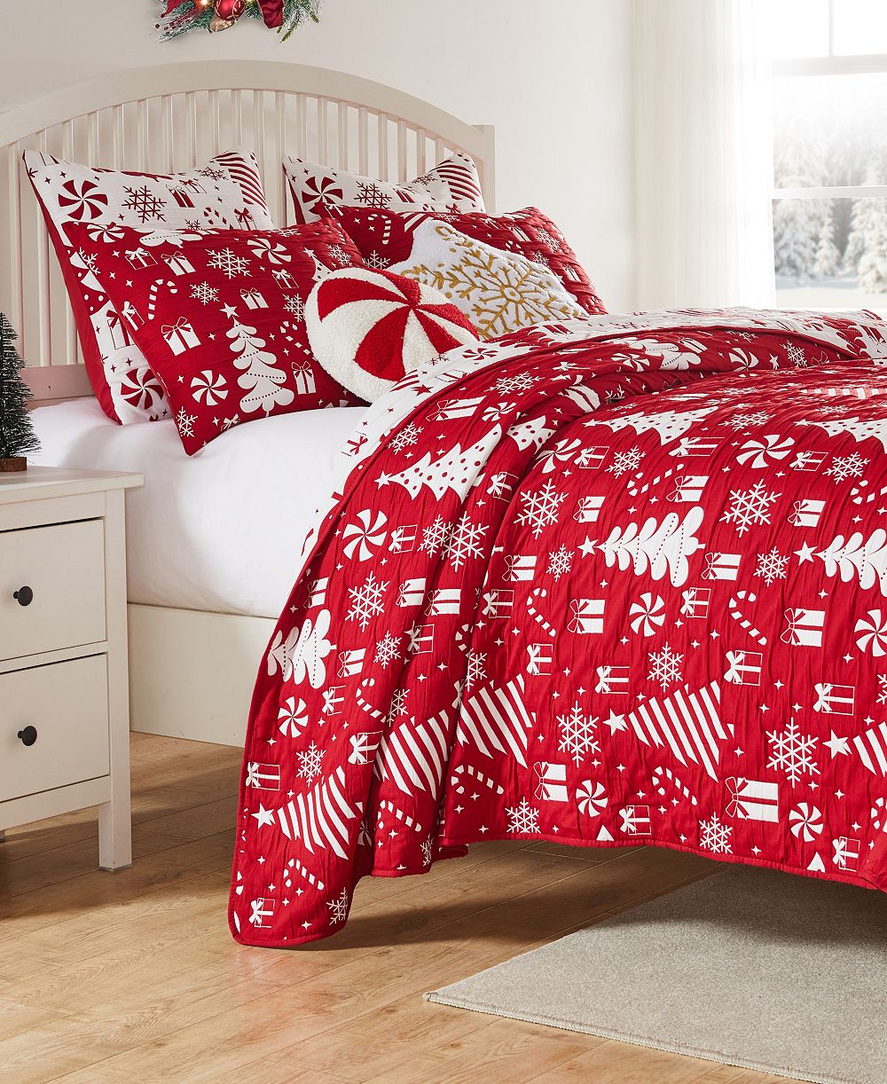 Набор покрывал Greenland Home Fashions Peppermint Party Holiday 2-Pc. Coverlet Set, Twin/Twin XL